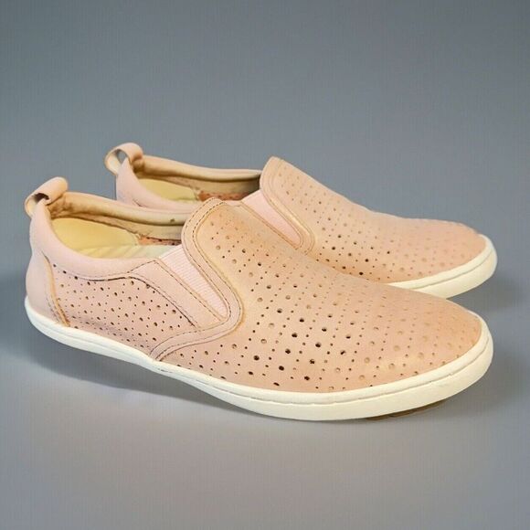 Taos Footwear Leather Sneakers Sz 6 Pink Court Shoe Perforated Slip-On Comfort - Picture 1 of 9